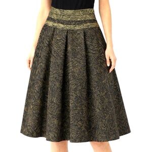Elie Tahari Black & Gold Metallic Pleated Skirt Size 0